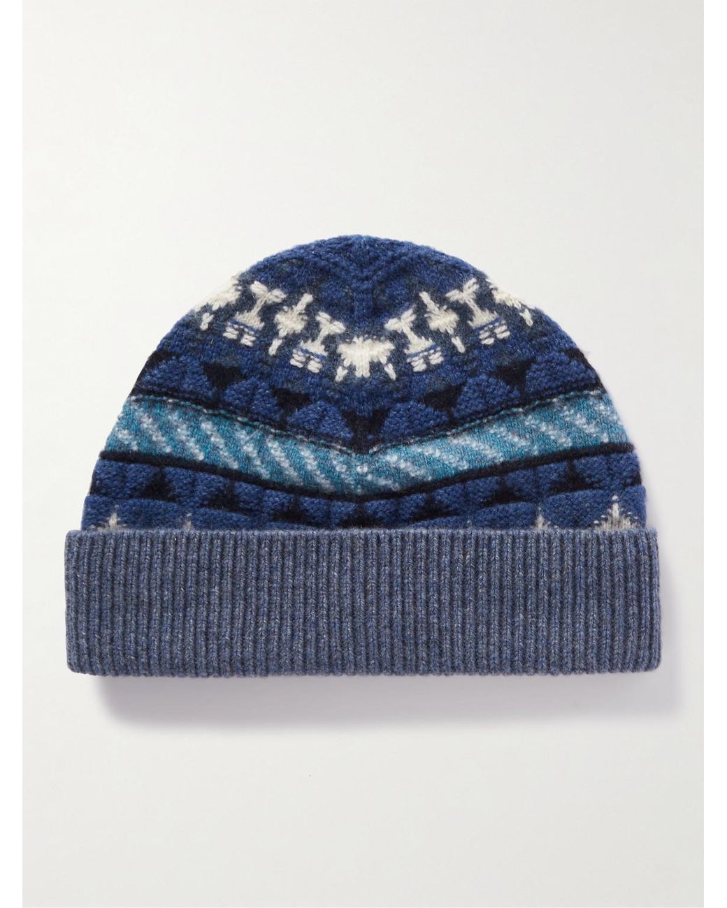 Loro Piana Noel Fair Isle Cashmere Beanie in Blue for Men | Lyst UK
