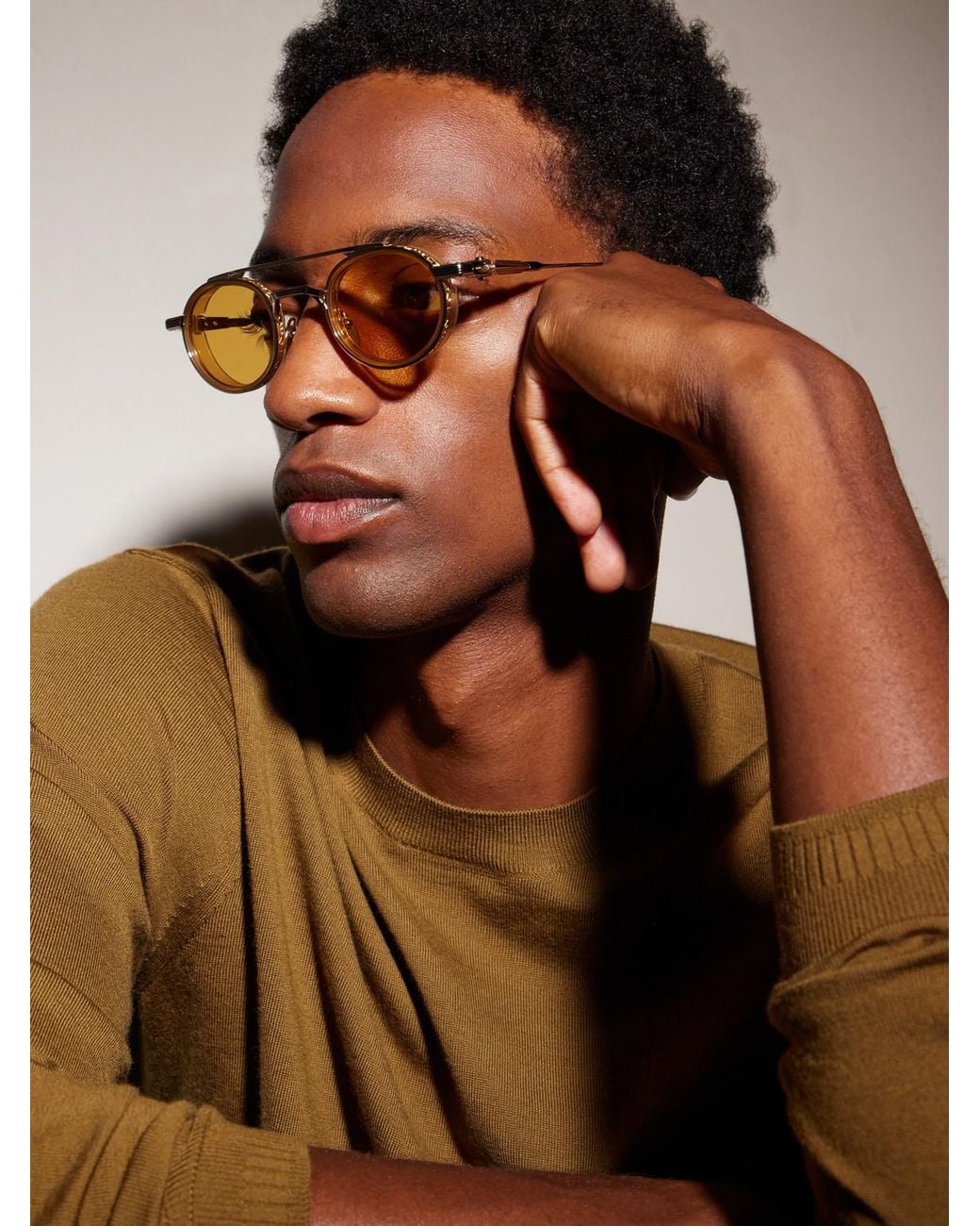 Jacques Marie Mage Natural Livingston Round-frame Gold-plated Metal Sunglasses for men