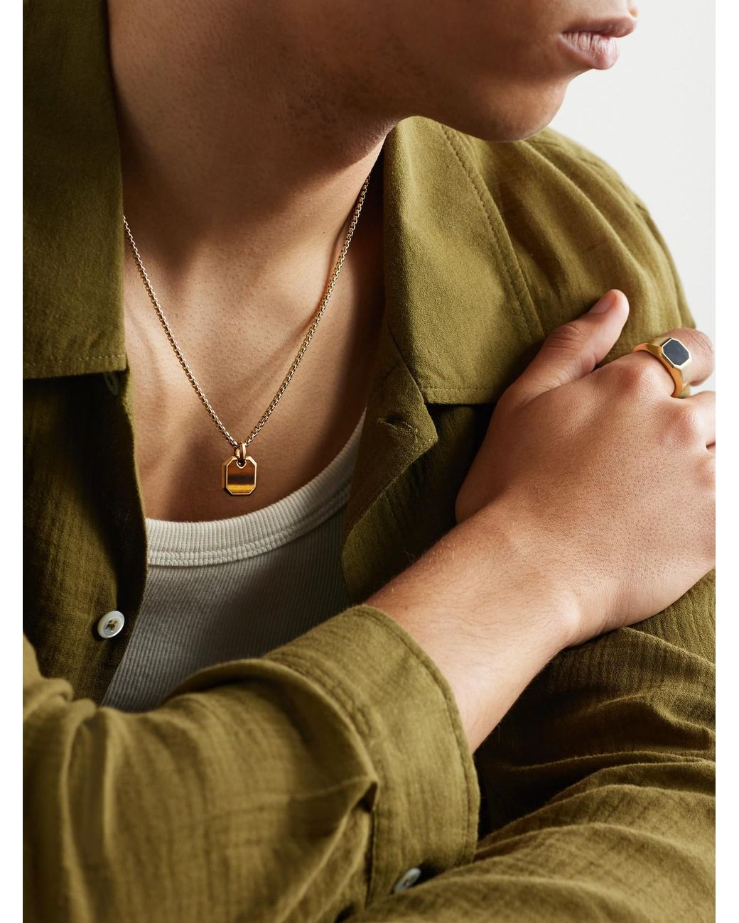 David Yurman Black 18-Karat Tiger's Eye Pendant for men