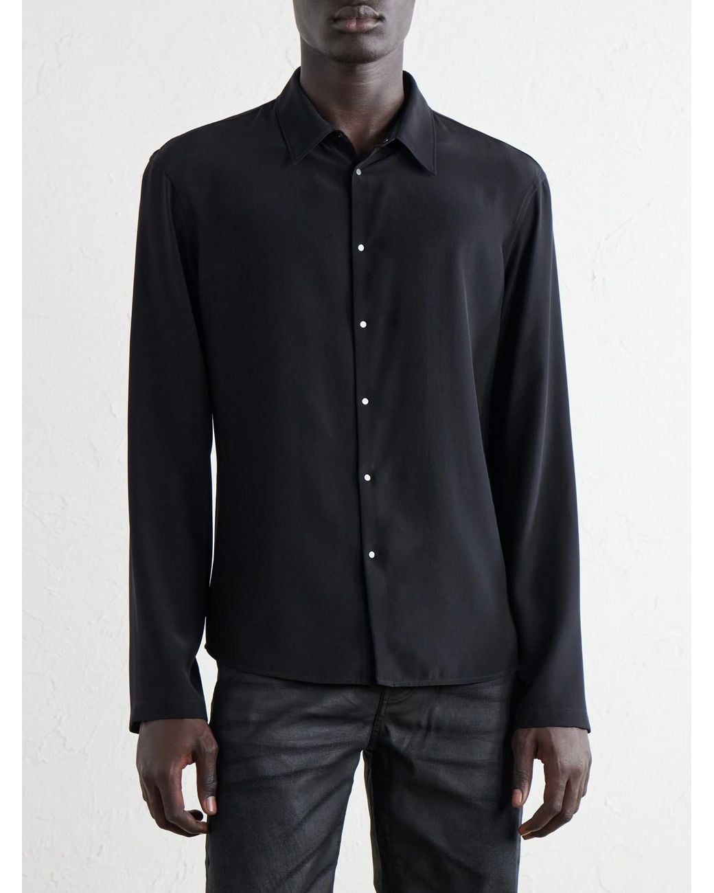 Gucci Black Cropped Silk-Crepe Shirt for men