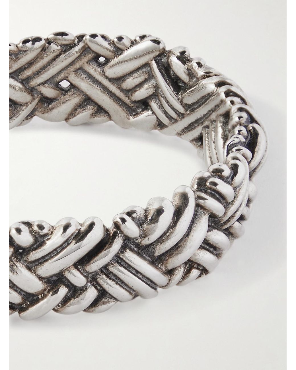 Bottega Veneta Metallic Engraved Sterling Cuff for men