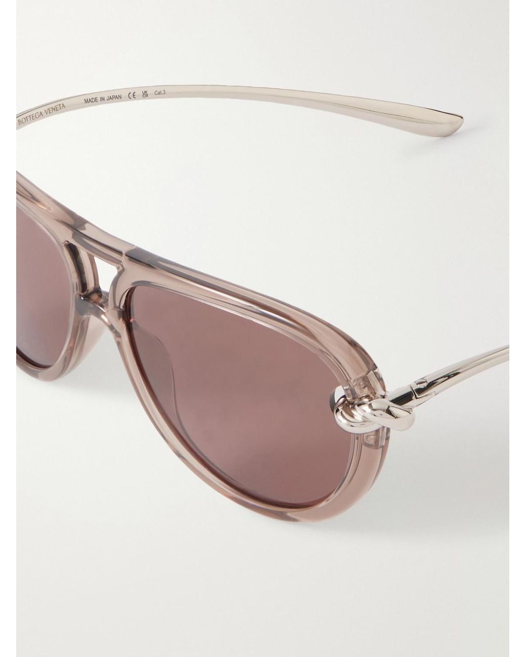 Bottega Veneta Pink New Knot Aviator-Style-Tone Sunglasses for men
