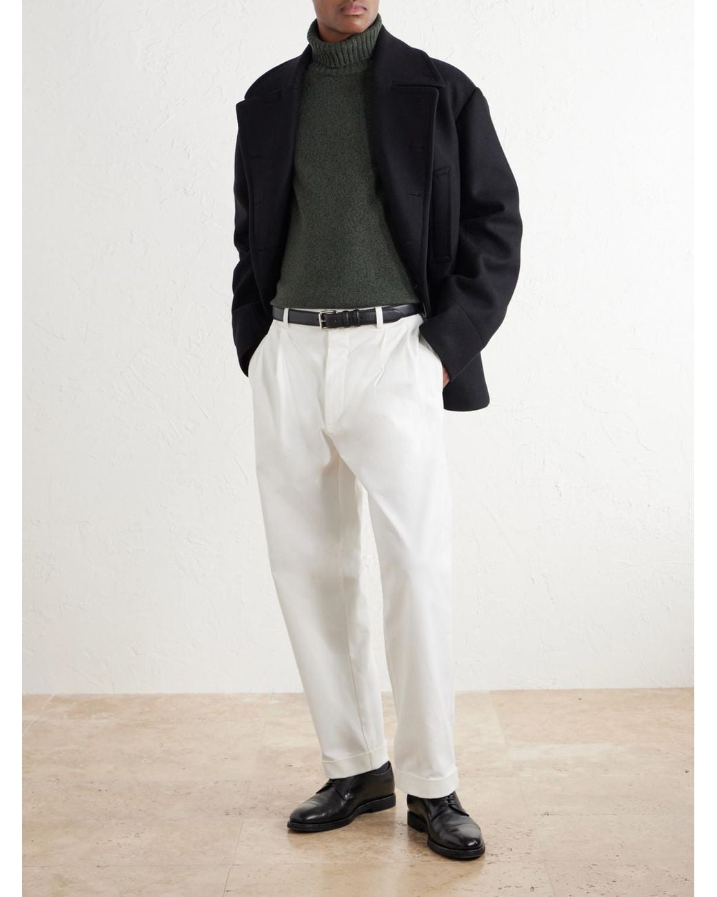 De Petrillo Green Merino Wool And Cashmere-Blend Rollneck Sweater for men