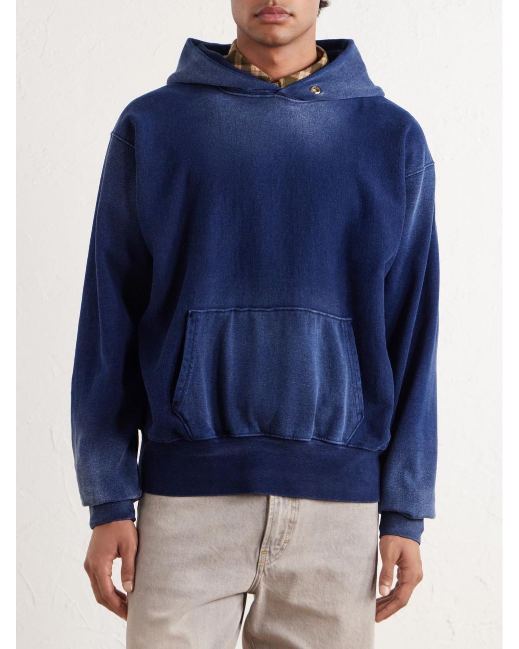 Les Tien Blue Cotton-Jersey Hoodie for men