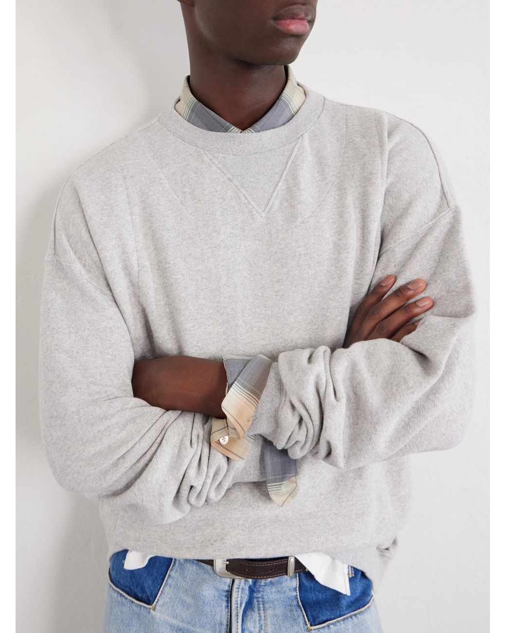 Maison Margiela White Double Layered Cotton-Fleece Sweatshirt for men