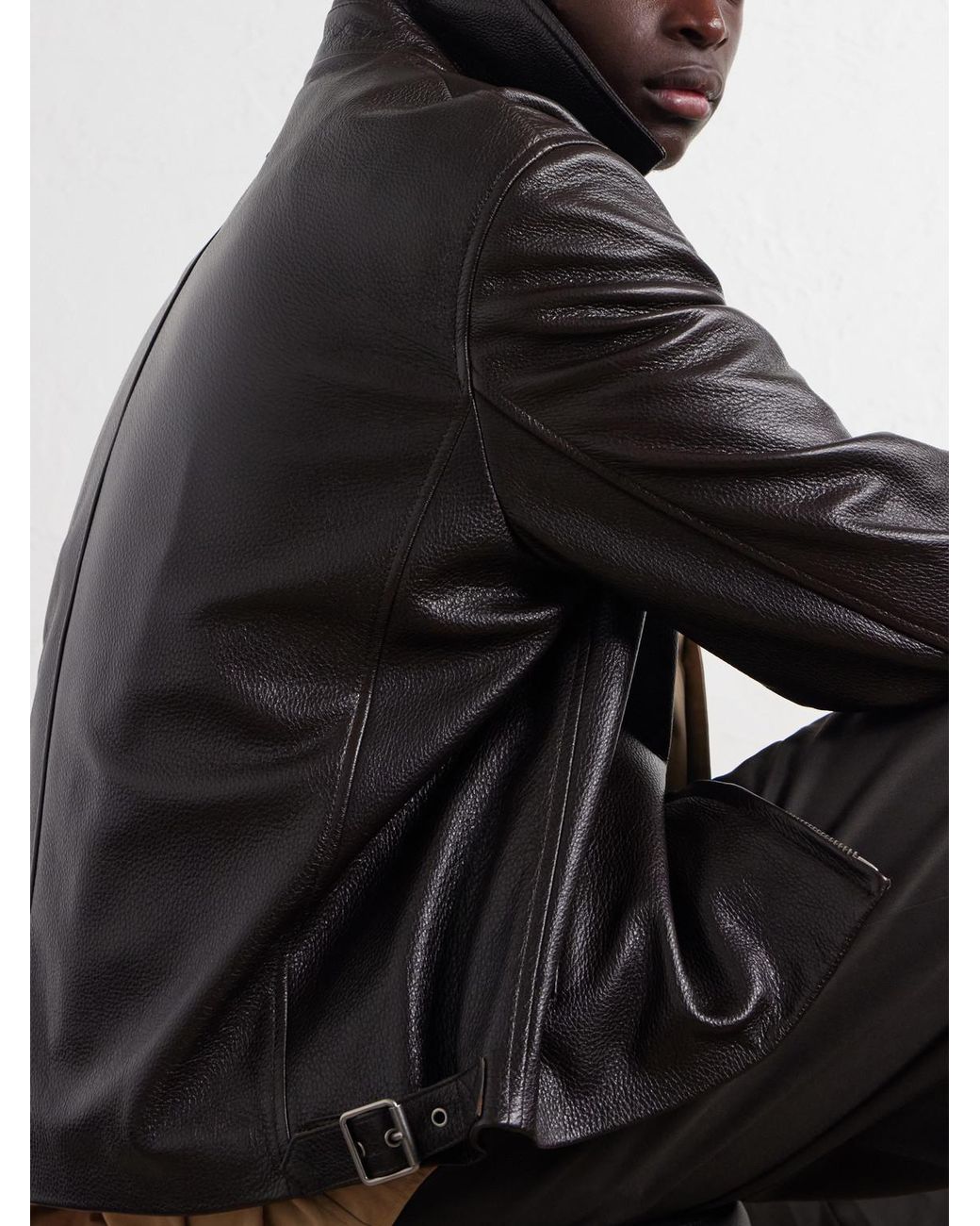 Loewe Black Full-Grained Leather Jacket for men