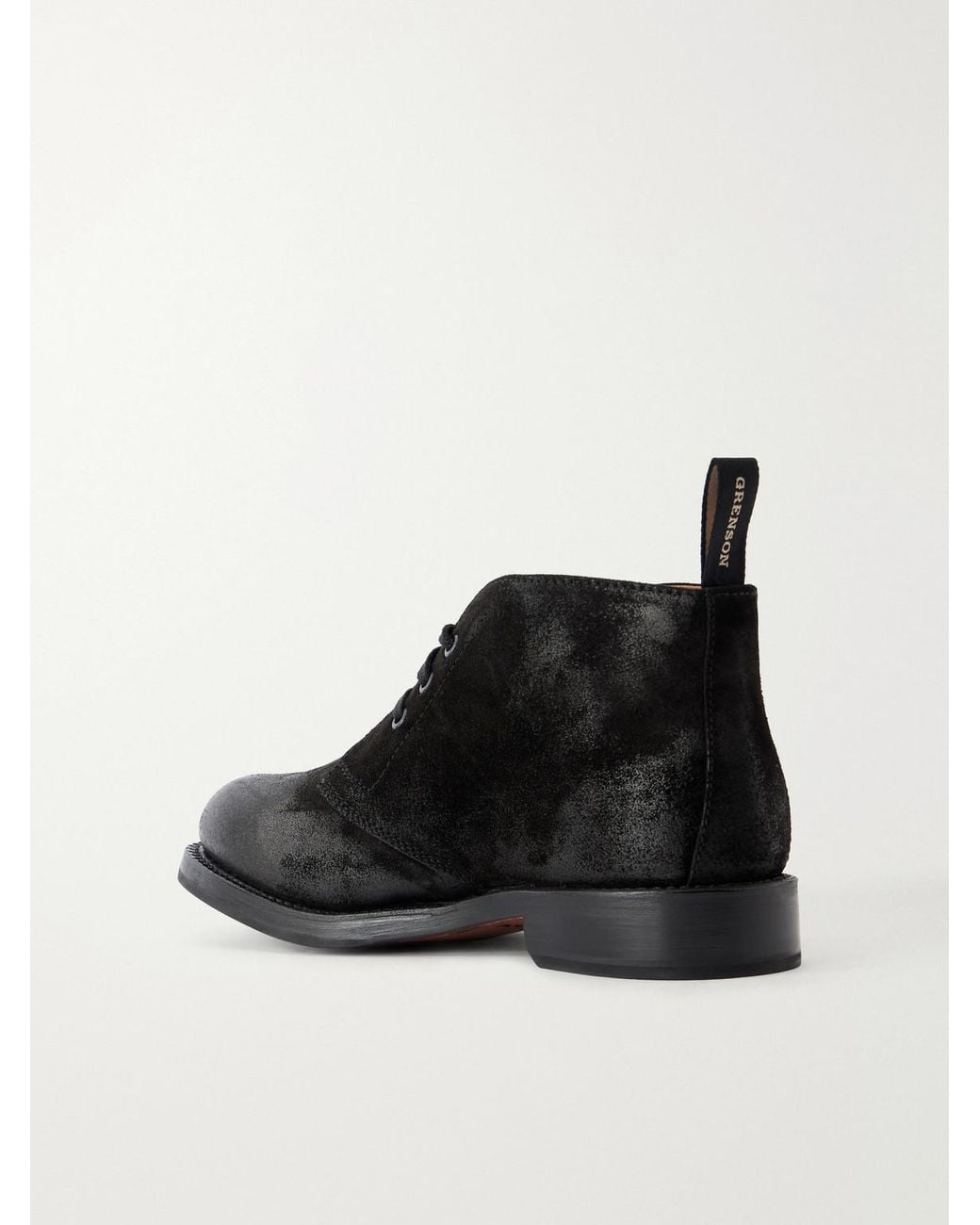 GRENSON Black Rory Burnished-Suede Lace-Up Boots for men