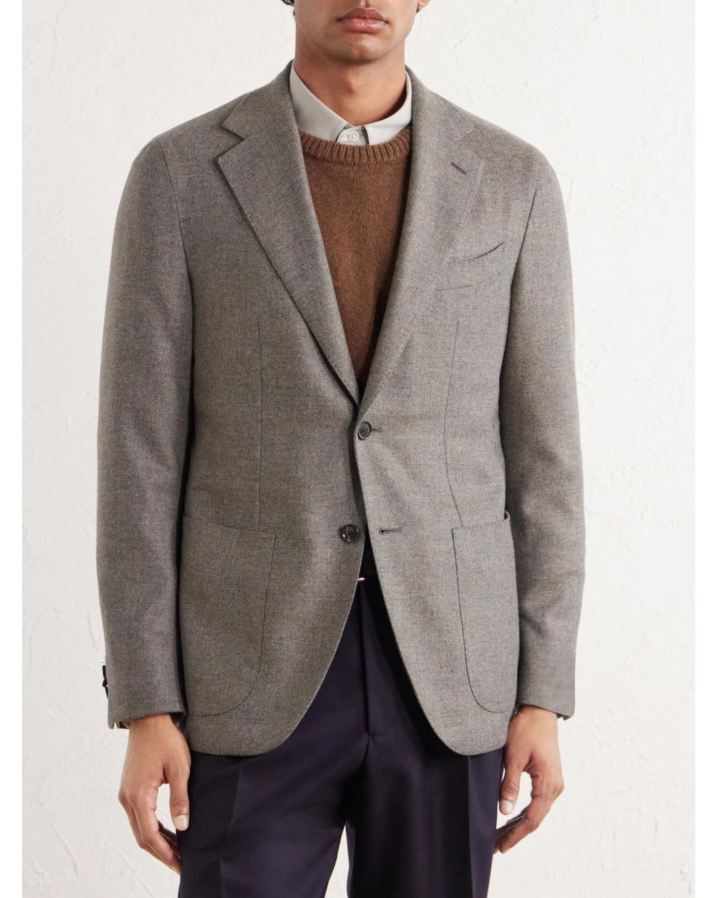 Caruso Gray Aida Wool And Cashmere-Blend Twill Blazer for men