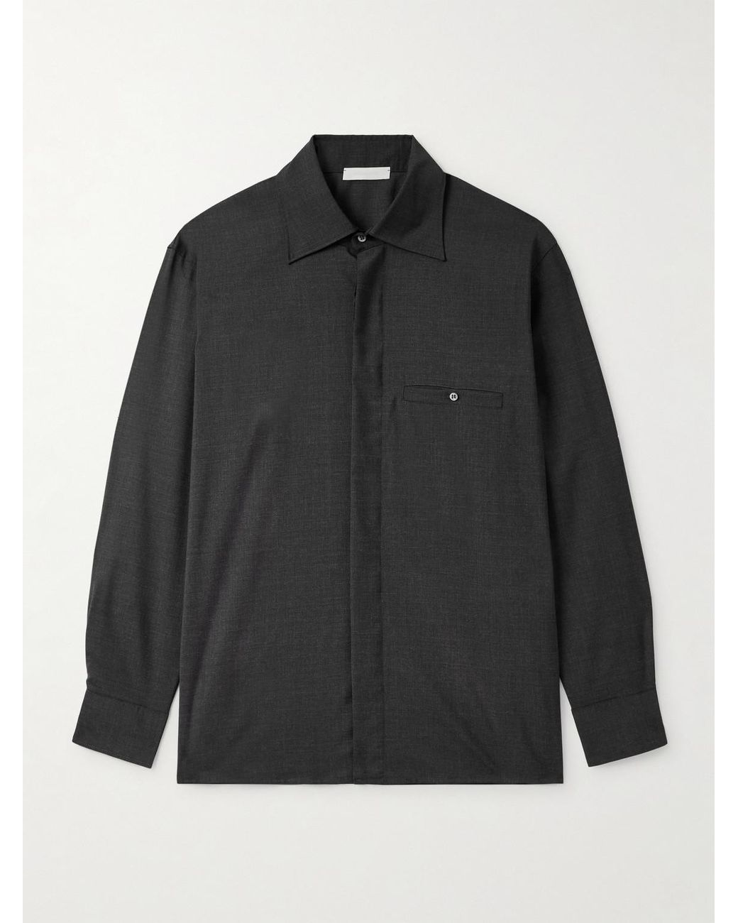 Saman Amel Black Wool Overshirt for men
