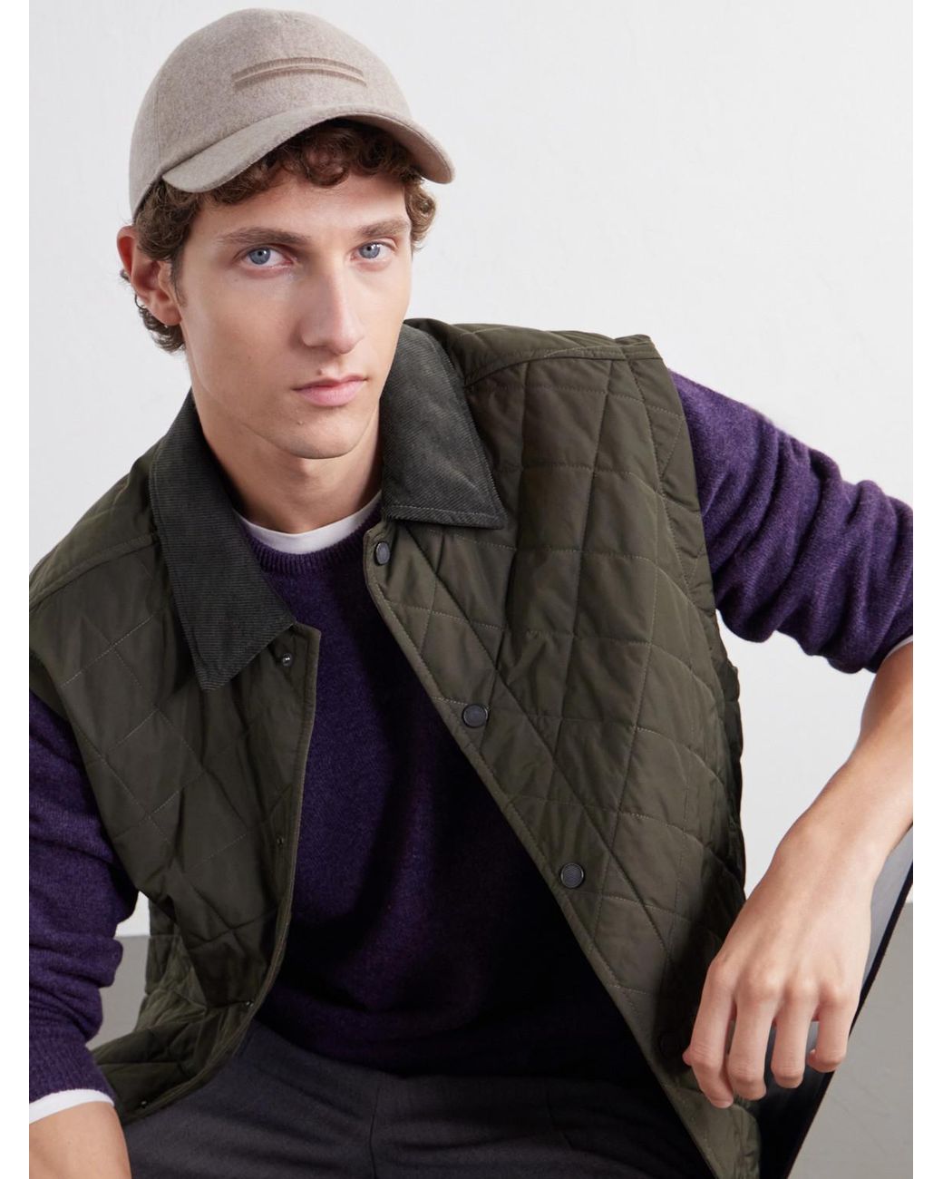 Zegna Natural Oasi Logo-Embellished Cashmere Baseball Cap for men