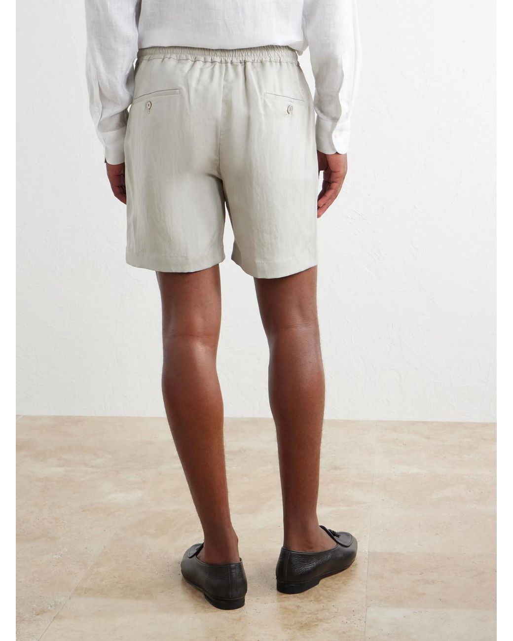 Ralph Lauren White Wide-Leg Silk And Linen-Blend Shorts for men
