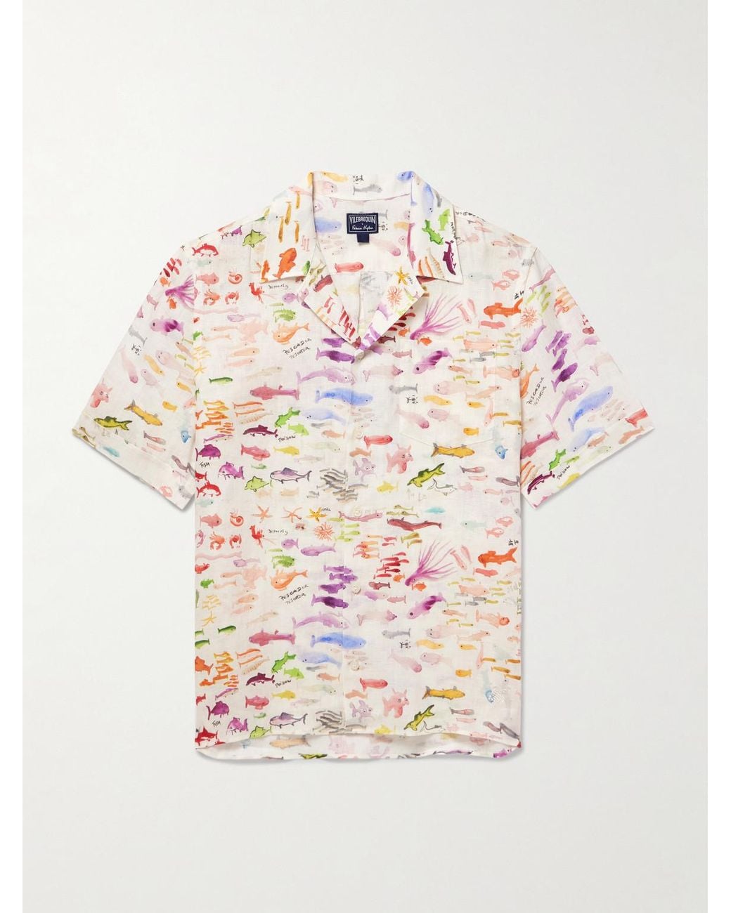Vilebrequin Pink Fabrice Hybert Charli Printed Linen Shirt for men
