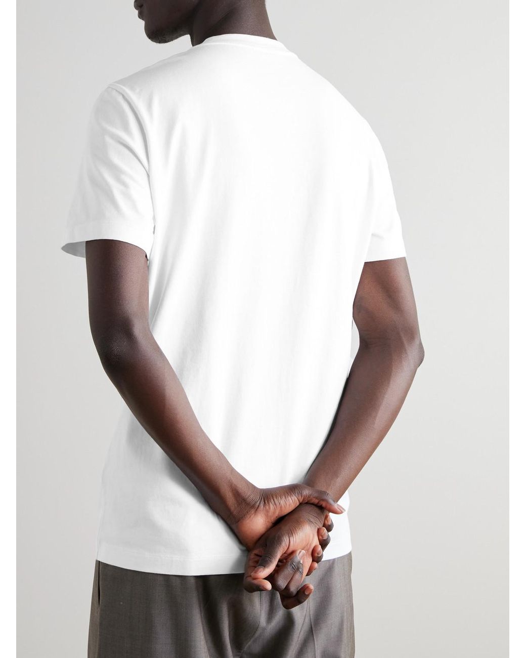 Moncler White Logo-Flocked Appliquéd Cotton-Jersey T-Shirt for men