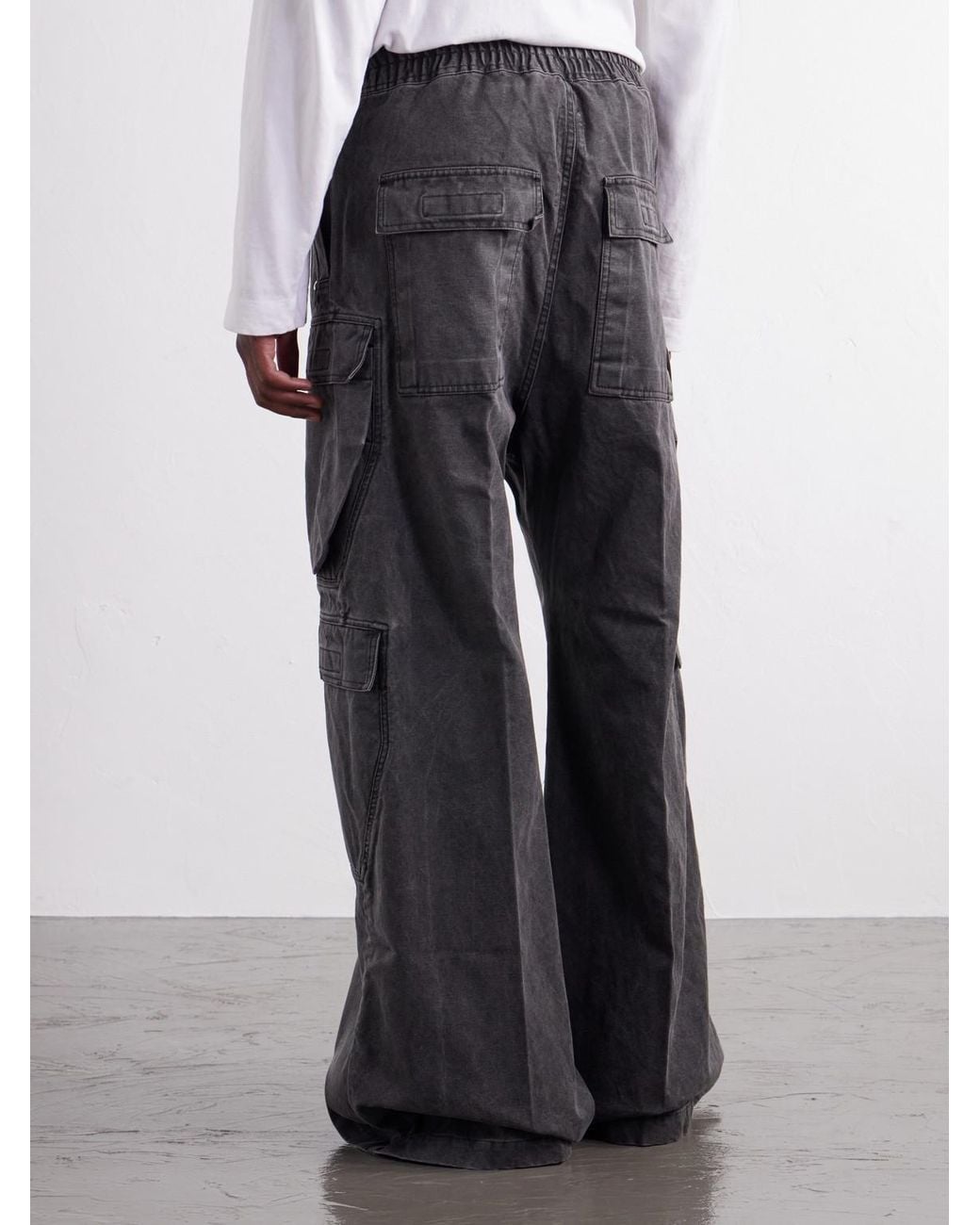 Rick Owens Gray Jumbo Belas Wide-Leg Cotton-Canvas Cargo Trousers for men