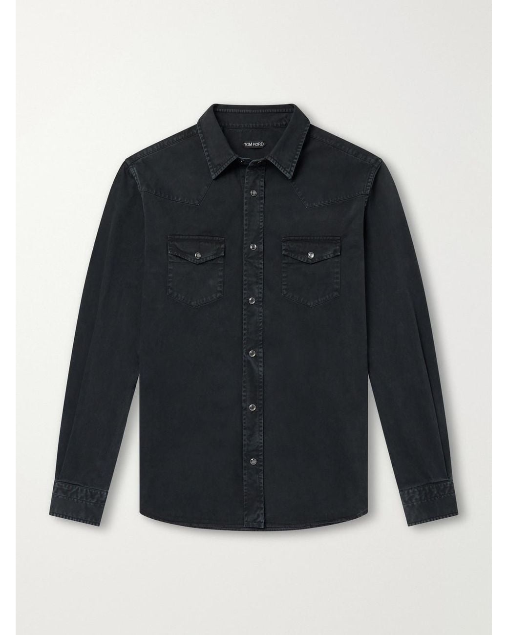 Tom Ford Blue Garment-Dyed Denim Shirt for men