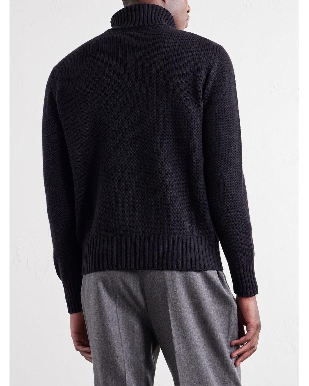 STÒFFA Blue Ribbed Cashmere Rollneck Sweater for men