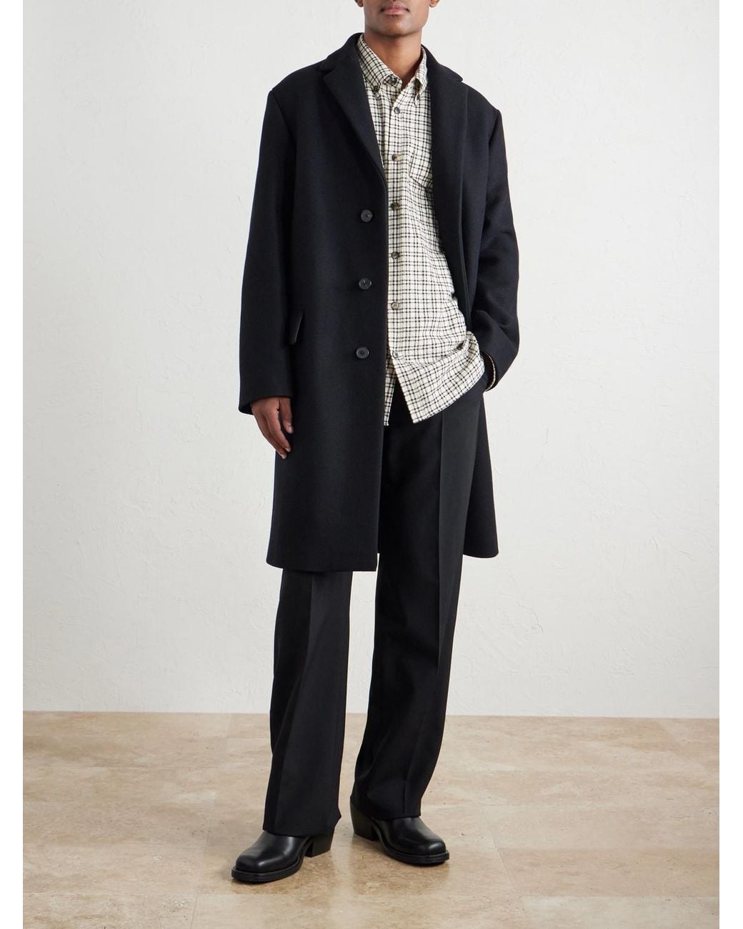 Dries Van Noten Blue Wool-Blend Coat for men
