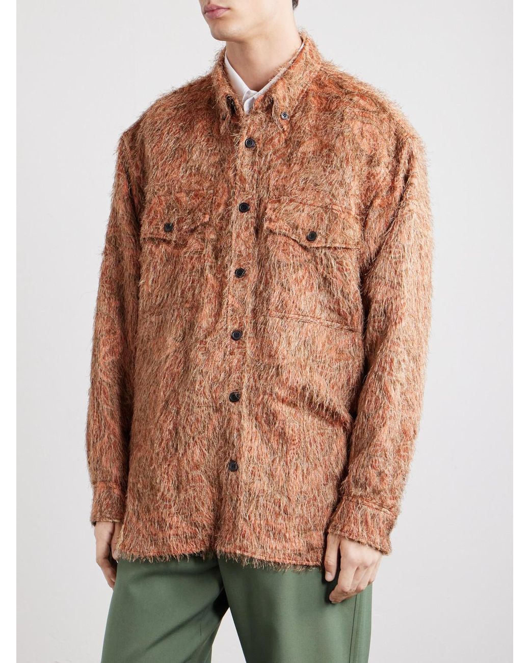 Dries Van Noten Brown Cromo Fil Coupé Jacquard Overshirt for men