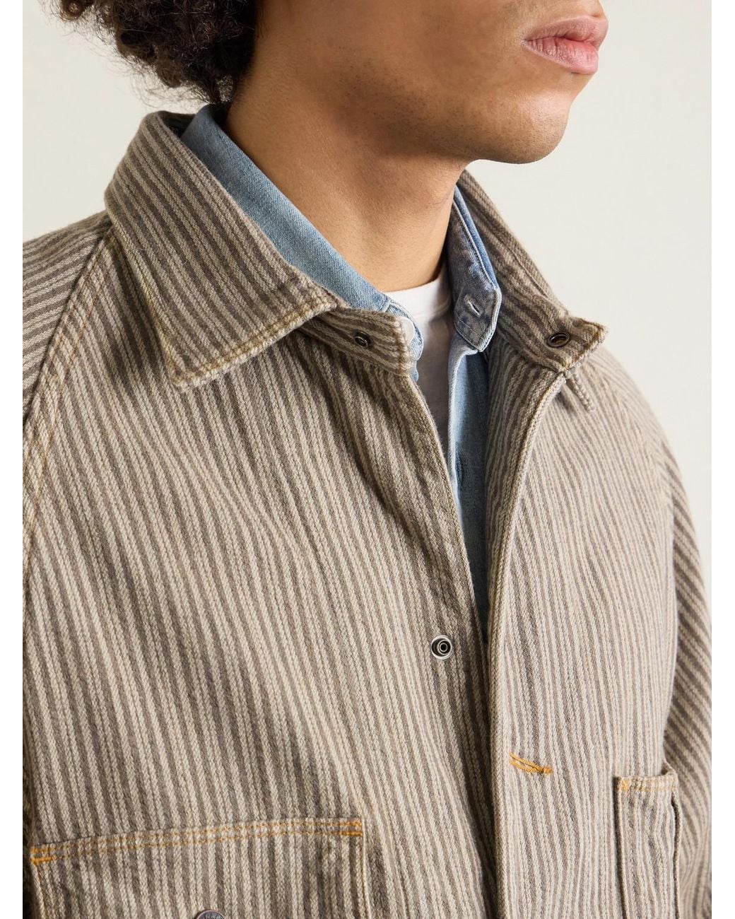 Kapital Natural Pinstriped Cotton-blend Twill Jacket for men