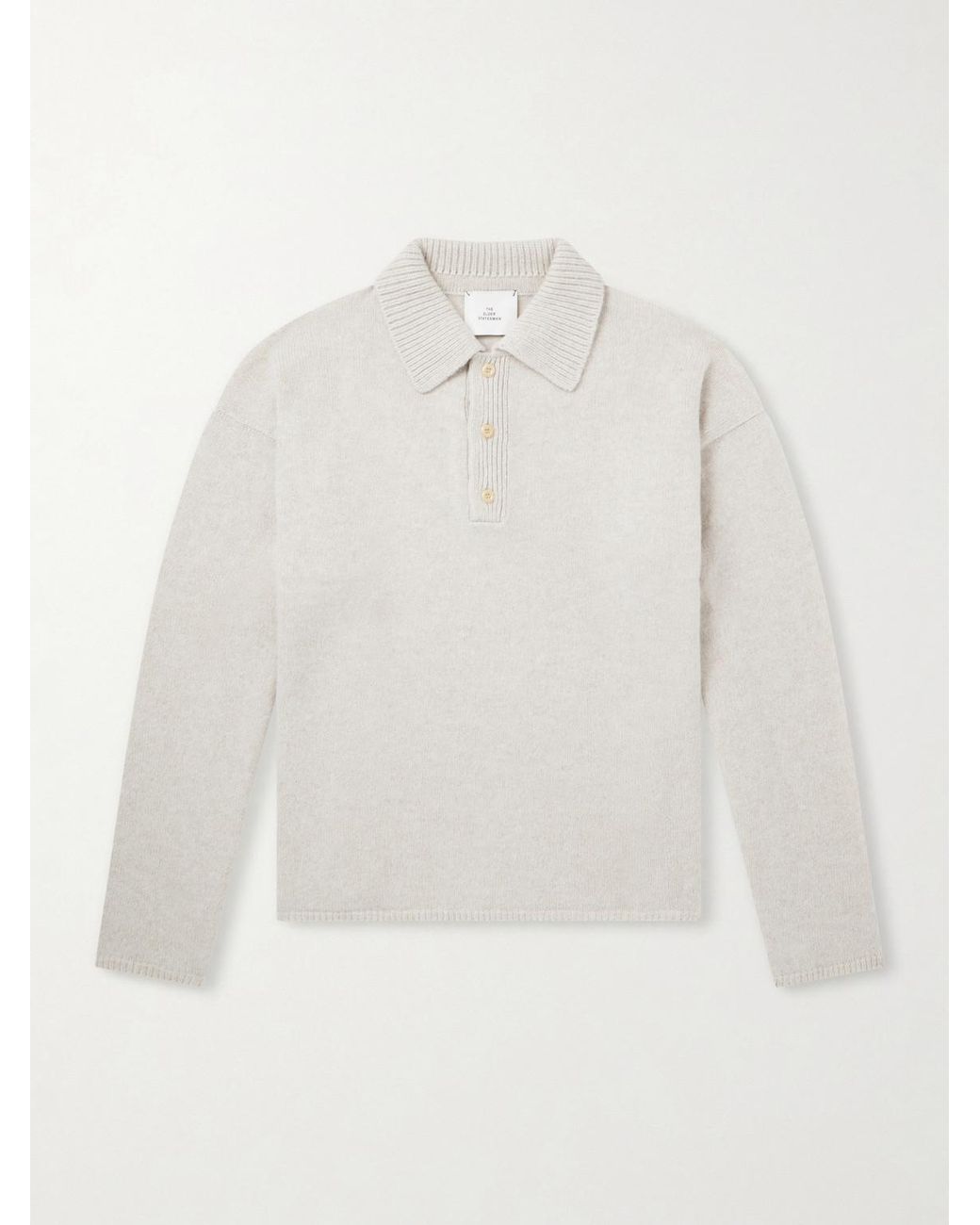 The Elder Statesman White Dume Rugby Cashmere Polo Sweater for men