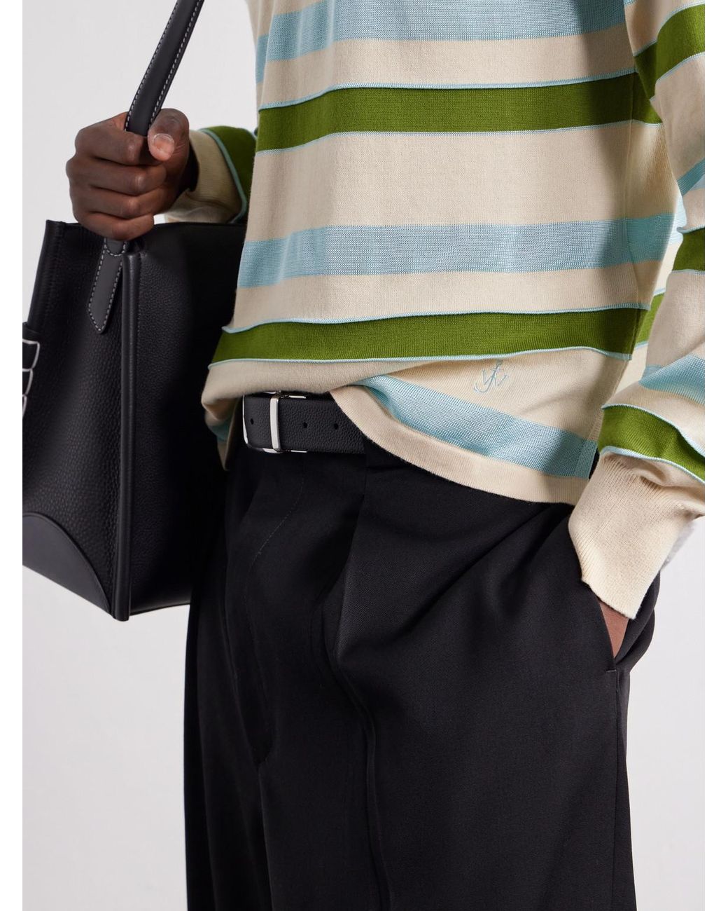 J.W. Anderson Green Rugby Striped Cotton-Blend Polo Shirt for men