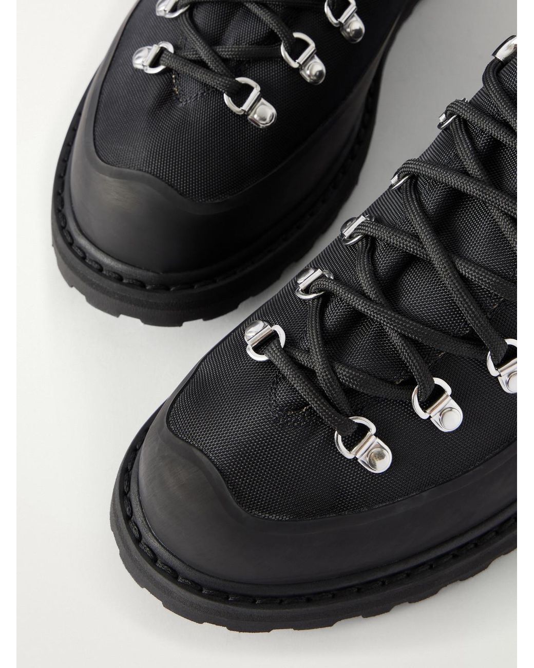 Diemme Black Roccia Basso Rubber And Suede-Trimmed Mesh Hiking Boots for men