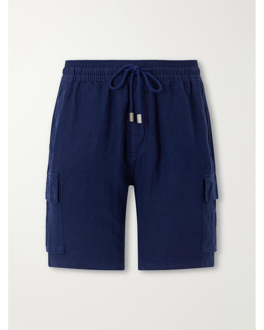 Vilebrequin Blue Baie Straight-Leg Linen Drawstring Cargo Shorts for men