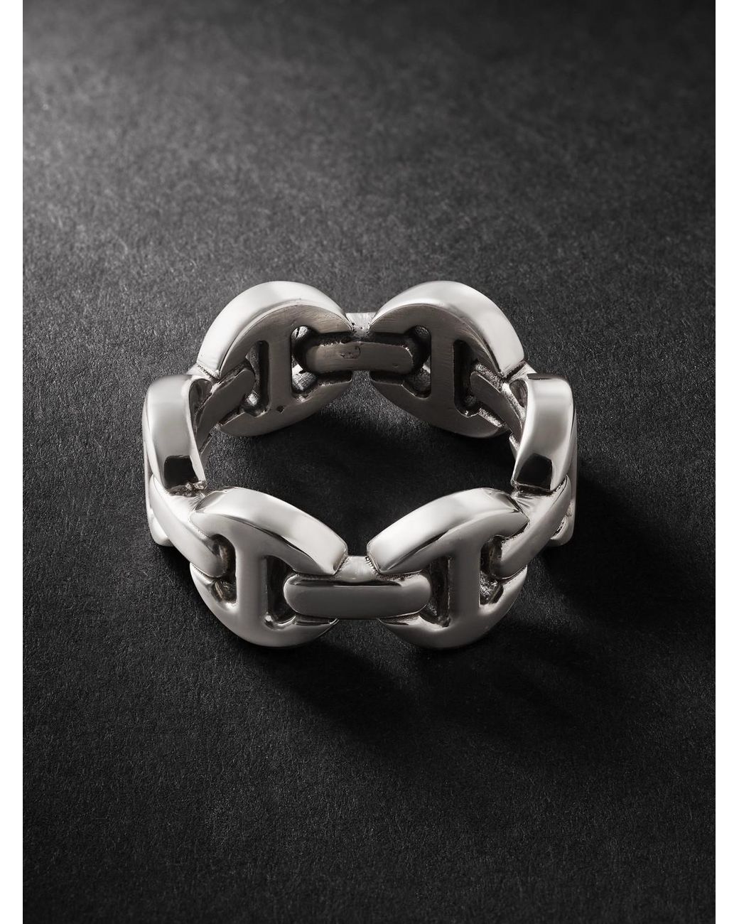 Hoorsenbuhs Black Tri-Link Sterling Ring for men