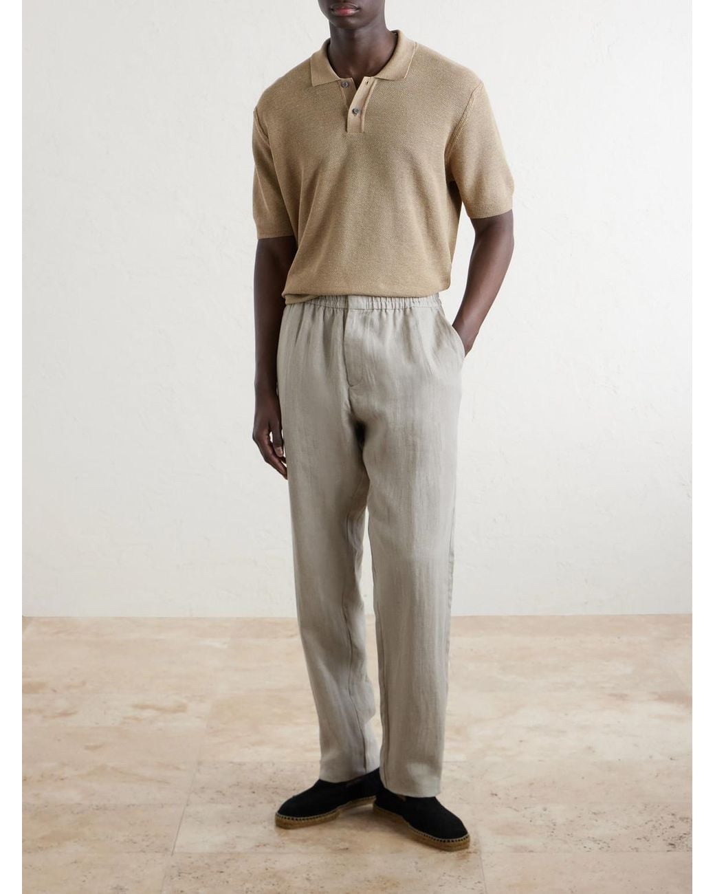 Sunspel White Slim-Fit Straight-Leg Linen Trousers for men