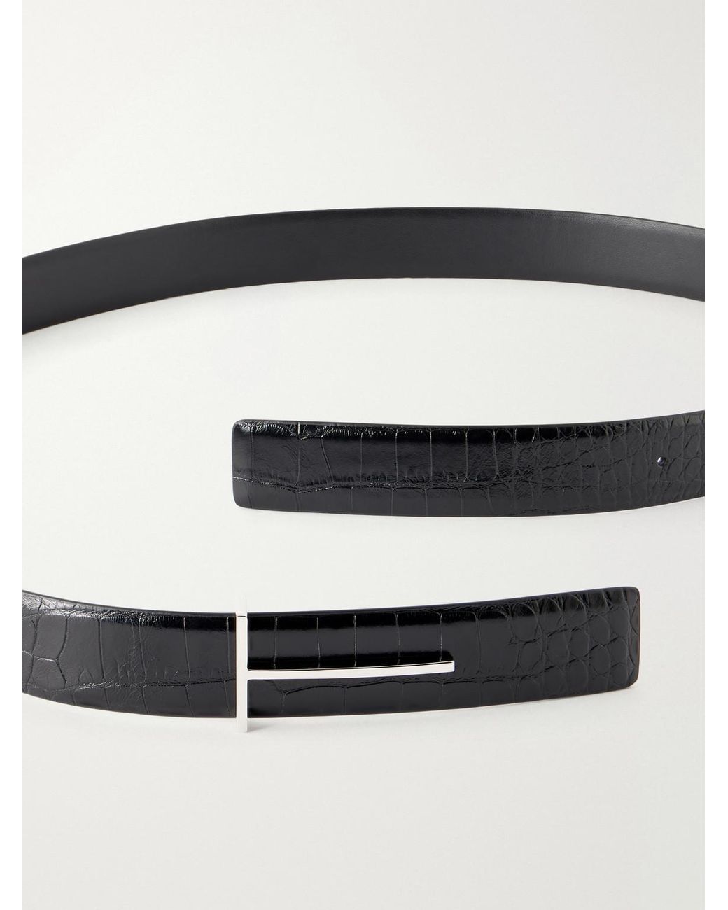 Tom Ford Black 2.5 Cm Croc-effect Leather Belt for men
