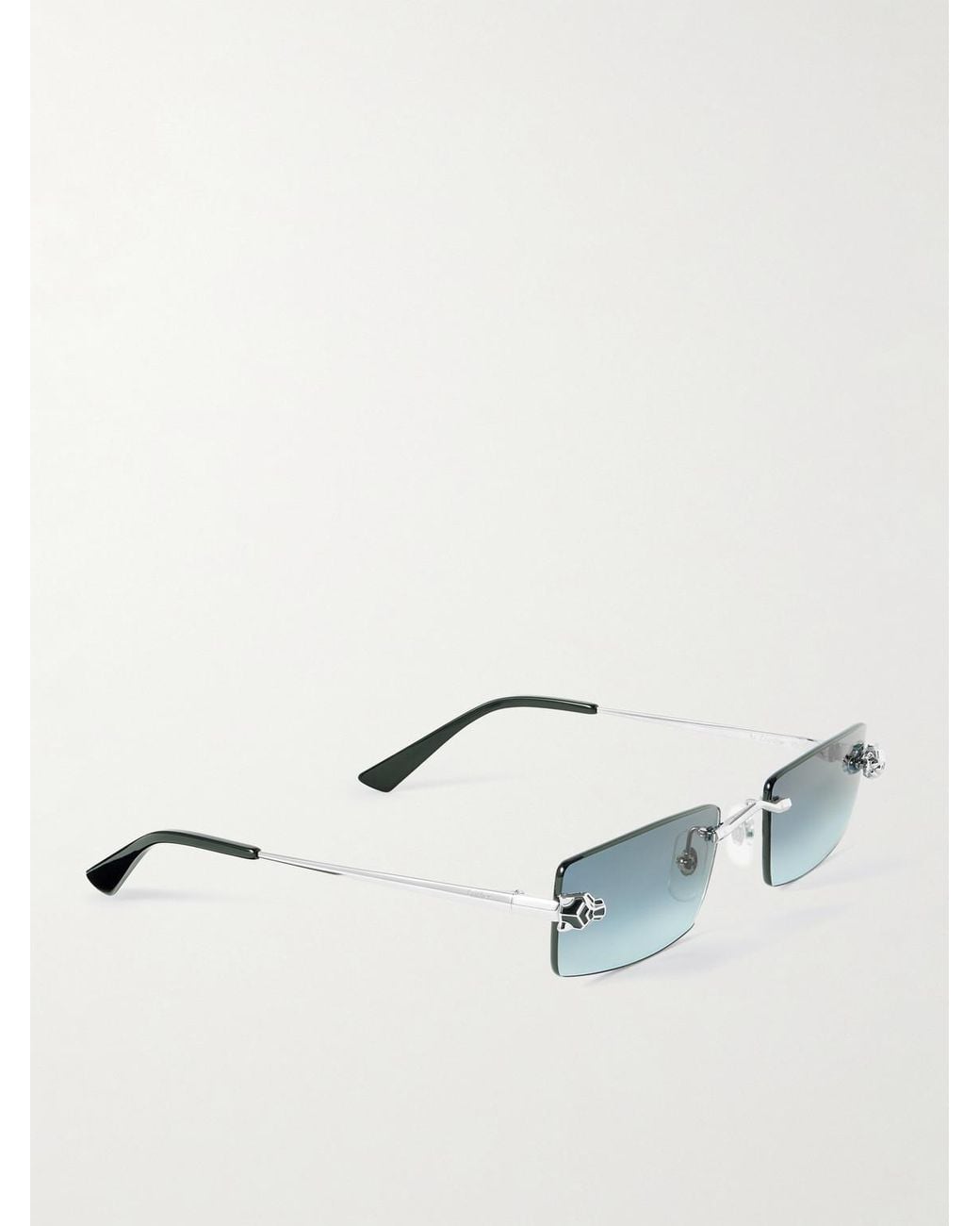 Cartier Blue Panthère De Cartier Square-frame Rimless Acetate And Silver-tone Sunglasses for men
