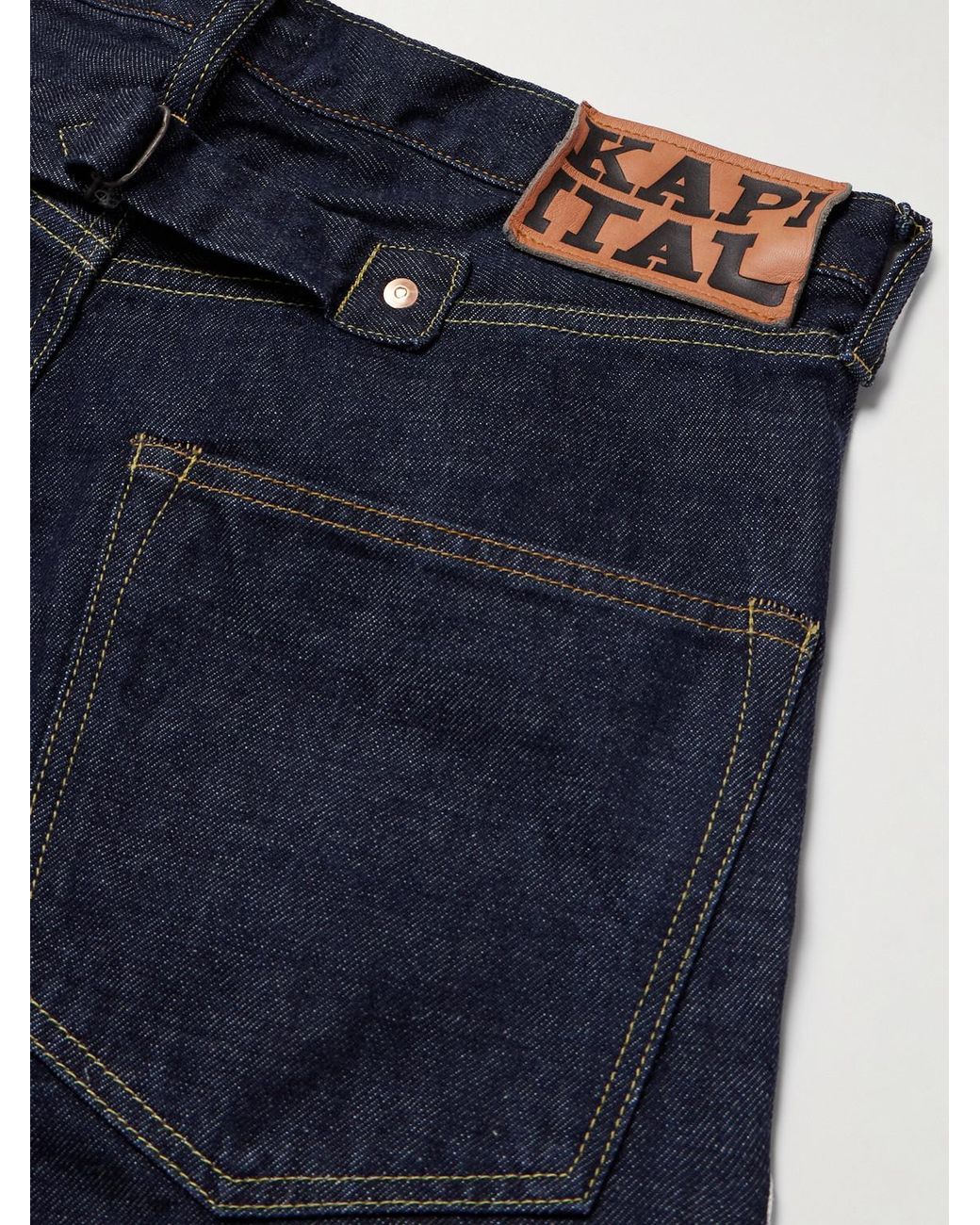 Kapital Blue Okagilly Slim-fit Crochet-trimmed Jeans for men