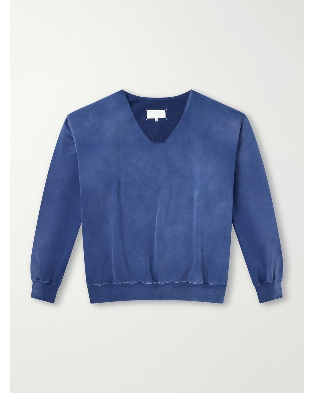 Maison Margiela Blue Washed Cotton-Jersey Sweatshirt for men