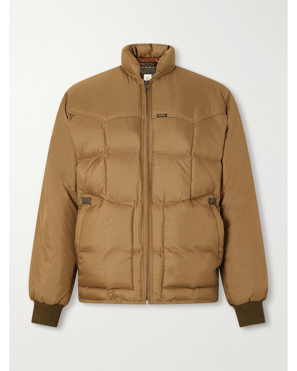RRL Natural Leather-Trimmed Quilted Shell Padded Bomber Jacket for men