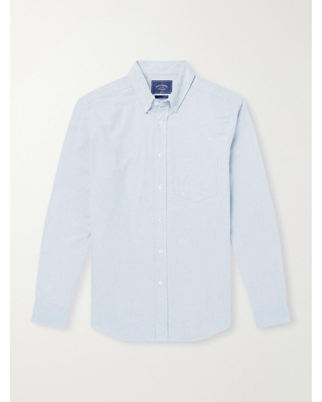 Portuguese Flannel Blue Button-Down Brushed-Cotton Oxford Shirt for men