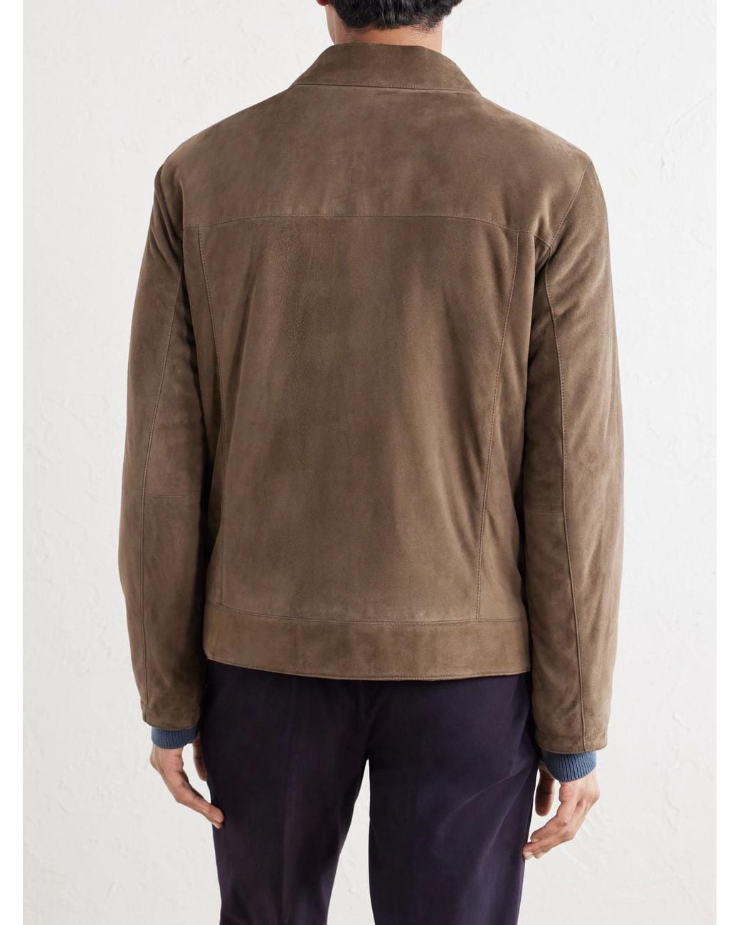 Brioni Brown Suede Blouson Jacket for men