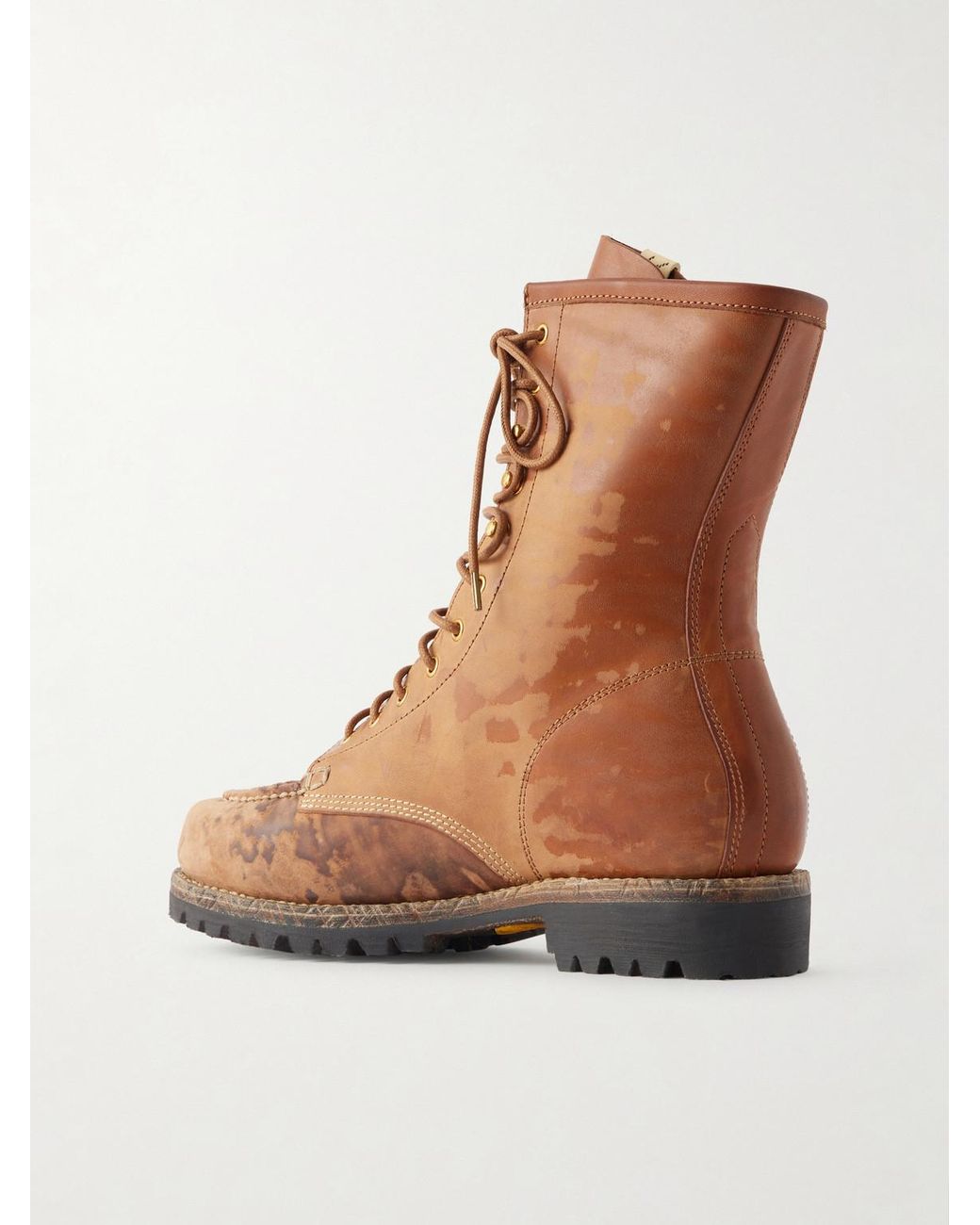 Visvim Brown Hi-Folk Scout Moc Distressed Leather Boots for men