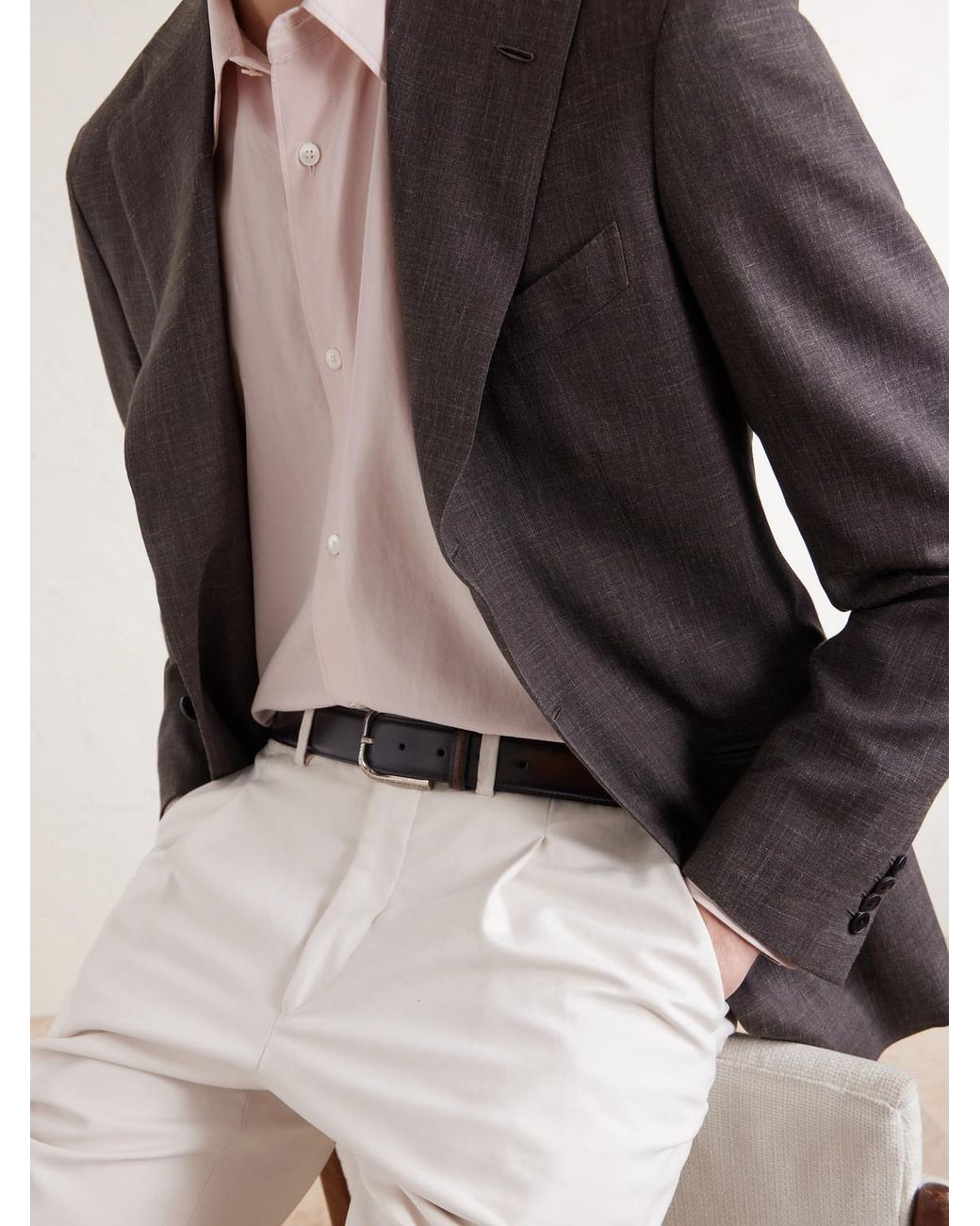 Berluti Brown Venezia Leather Belt for men