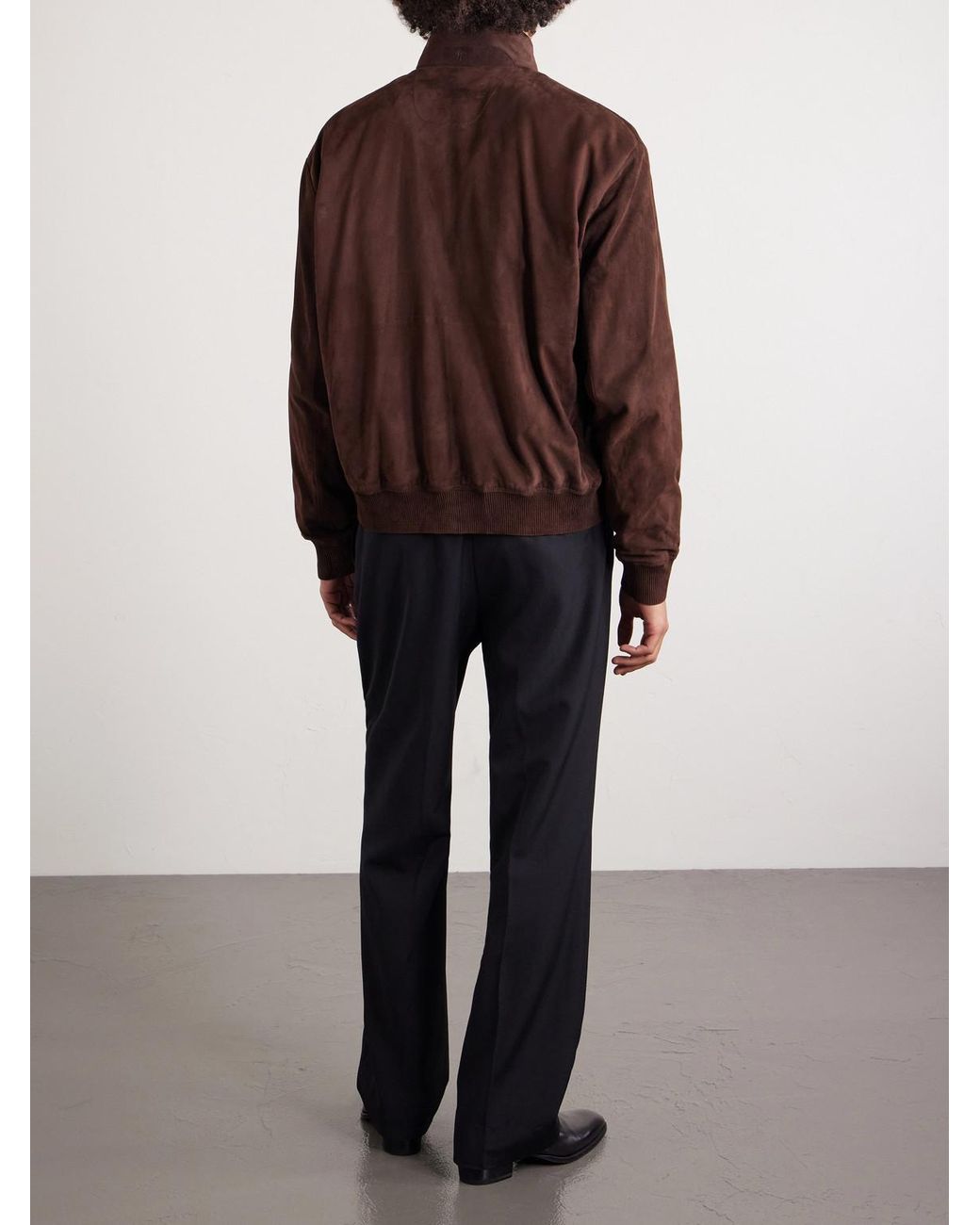 Ralph Lauren Brown Suede Bomber Jacket for men