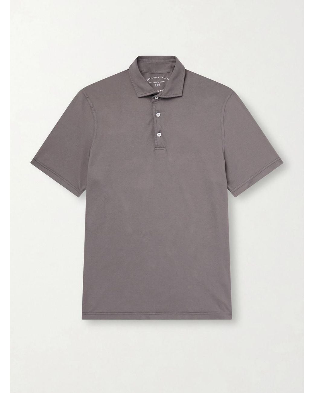 Fedeli Gray Cotton-jersey Polo Shirt for men