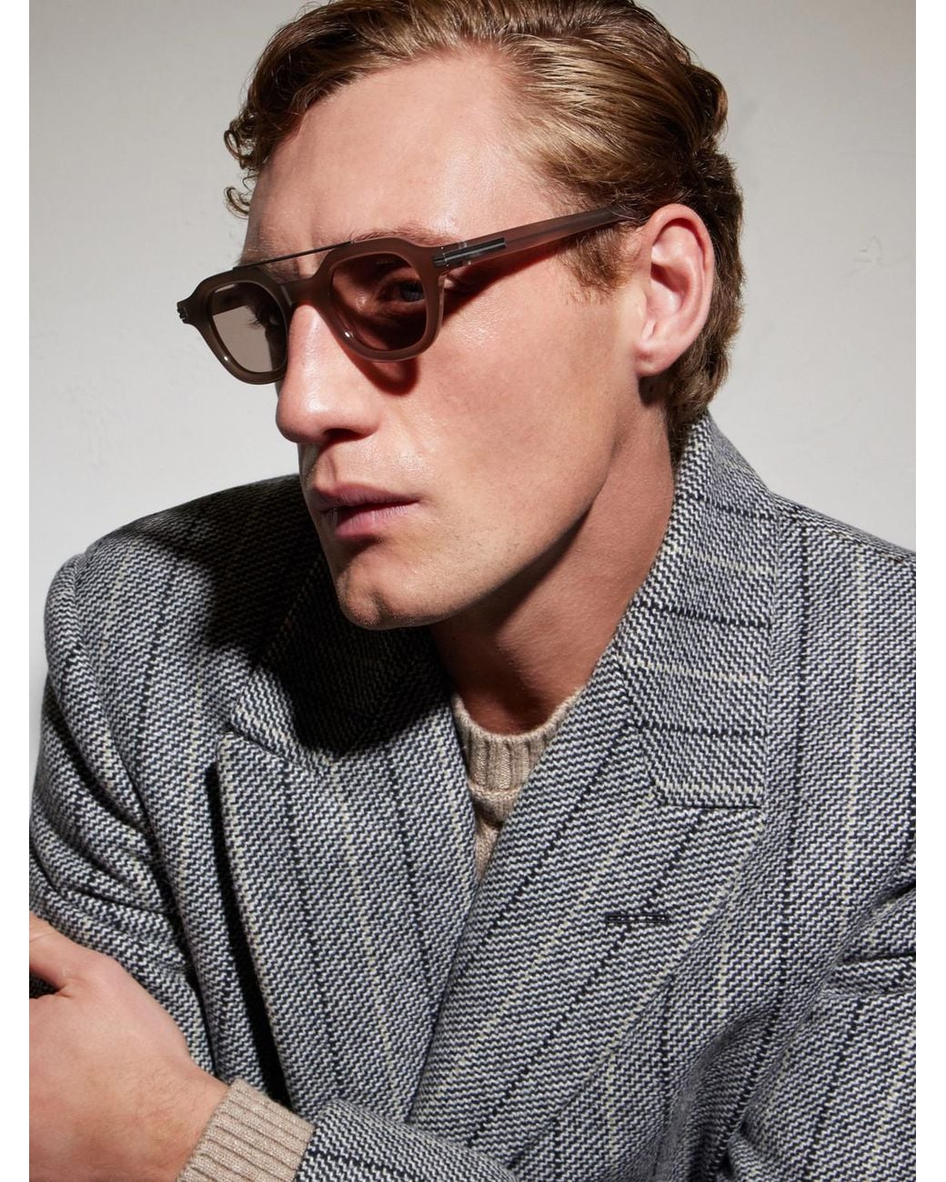 Zegna Pink Aviator-Style Acetate Sunglasses for men