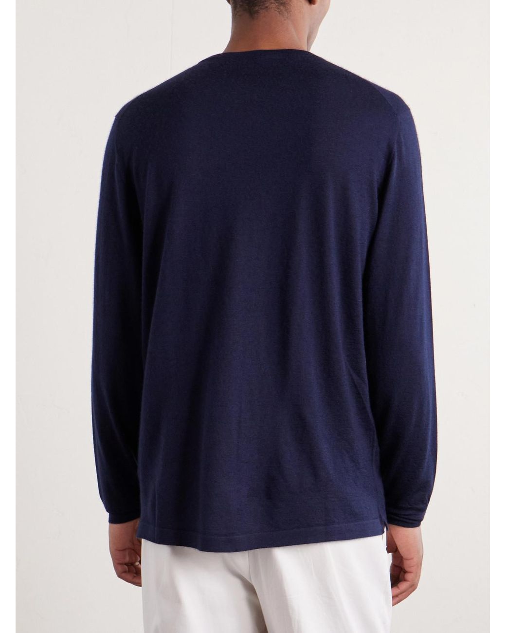 Thom Sweeney Blue Cashmere And Silk-blend Sweater for men