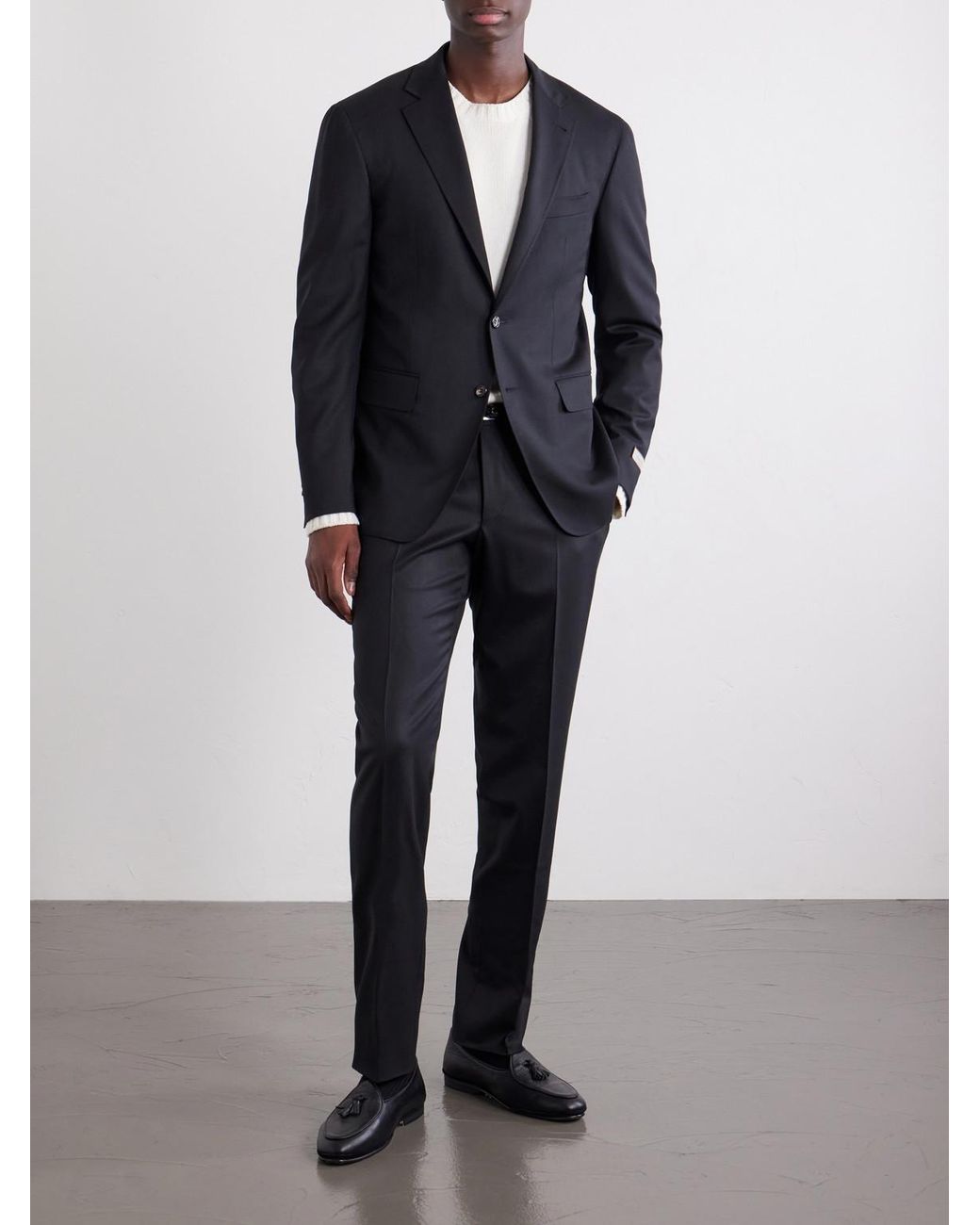 Canali Black Kei Wool-Blend Twill Suit Jacket for men