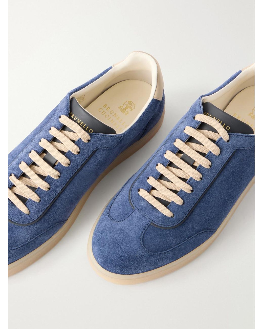 Brunello Cucinelli Blue Coda Di Rondine Suede Sneakers for men