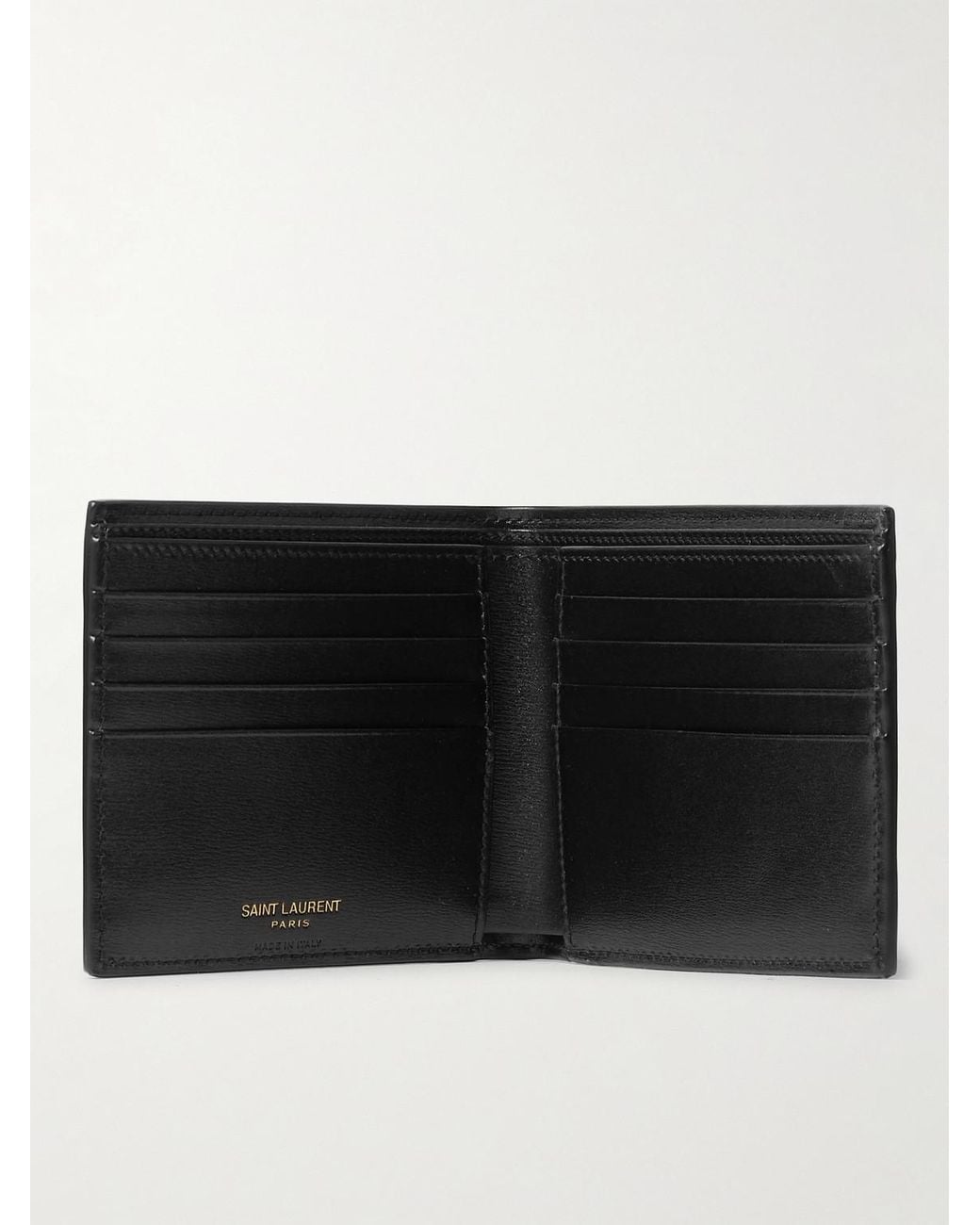 Saint Laurent Black Logo-Appliquéd Leather Billfold Wallet for men