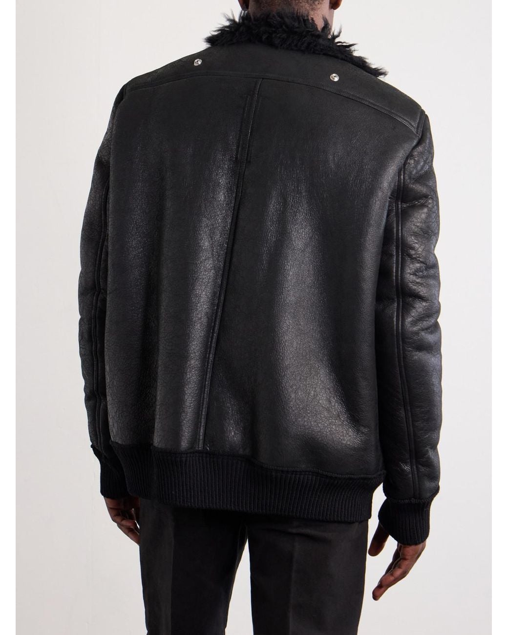 Rick Owens Black Hollywood Flight Shearling Jacket for men