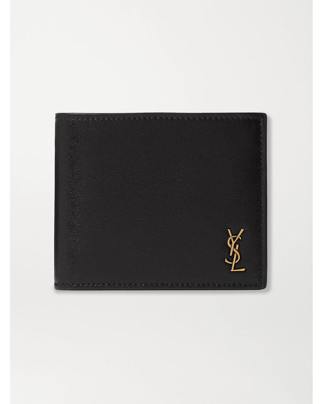 Saint Laurent Black Logo-Appliquéd Leather Billfold Wallet for men