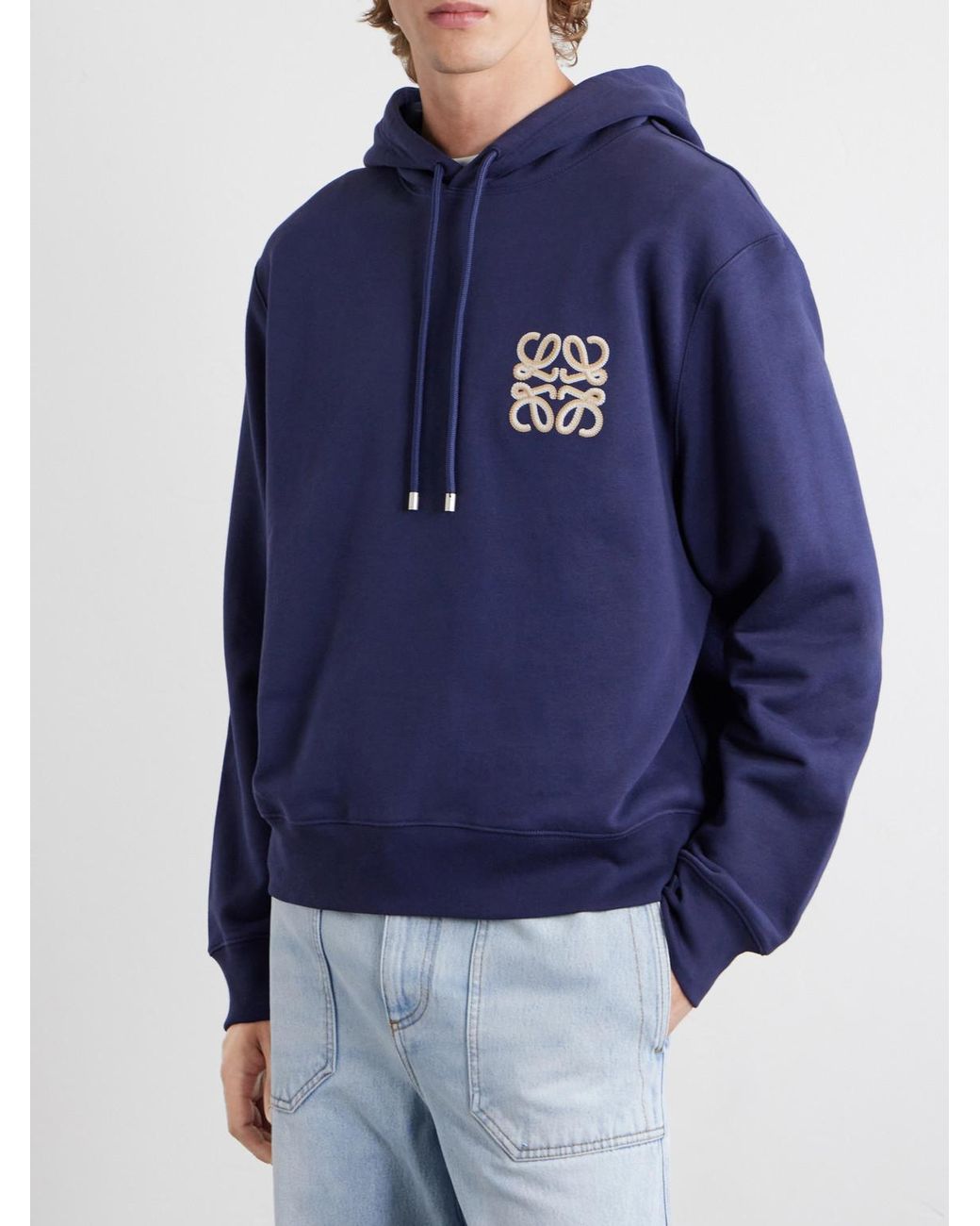 Loewe Blue Paula's Ibiza Anagram-embroidered Cotton-jersey Hoodie for men