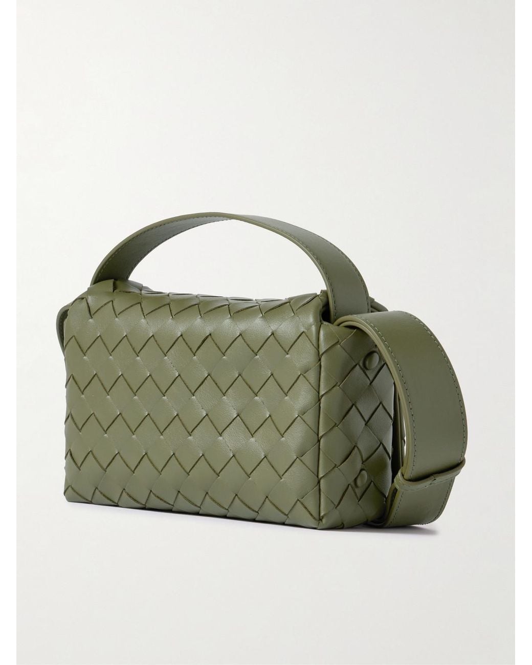 Bottega Veneta Green Intrecciato Leather Messenger Bag for men