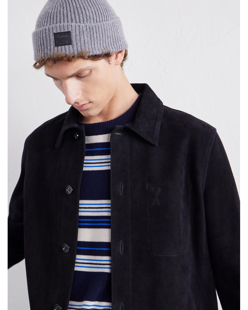 Paul Smith Gray Logo-Appliquéd Ribbed Cashmere And Merino Wool-Blend Beanie